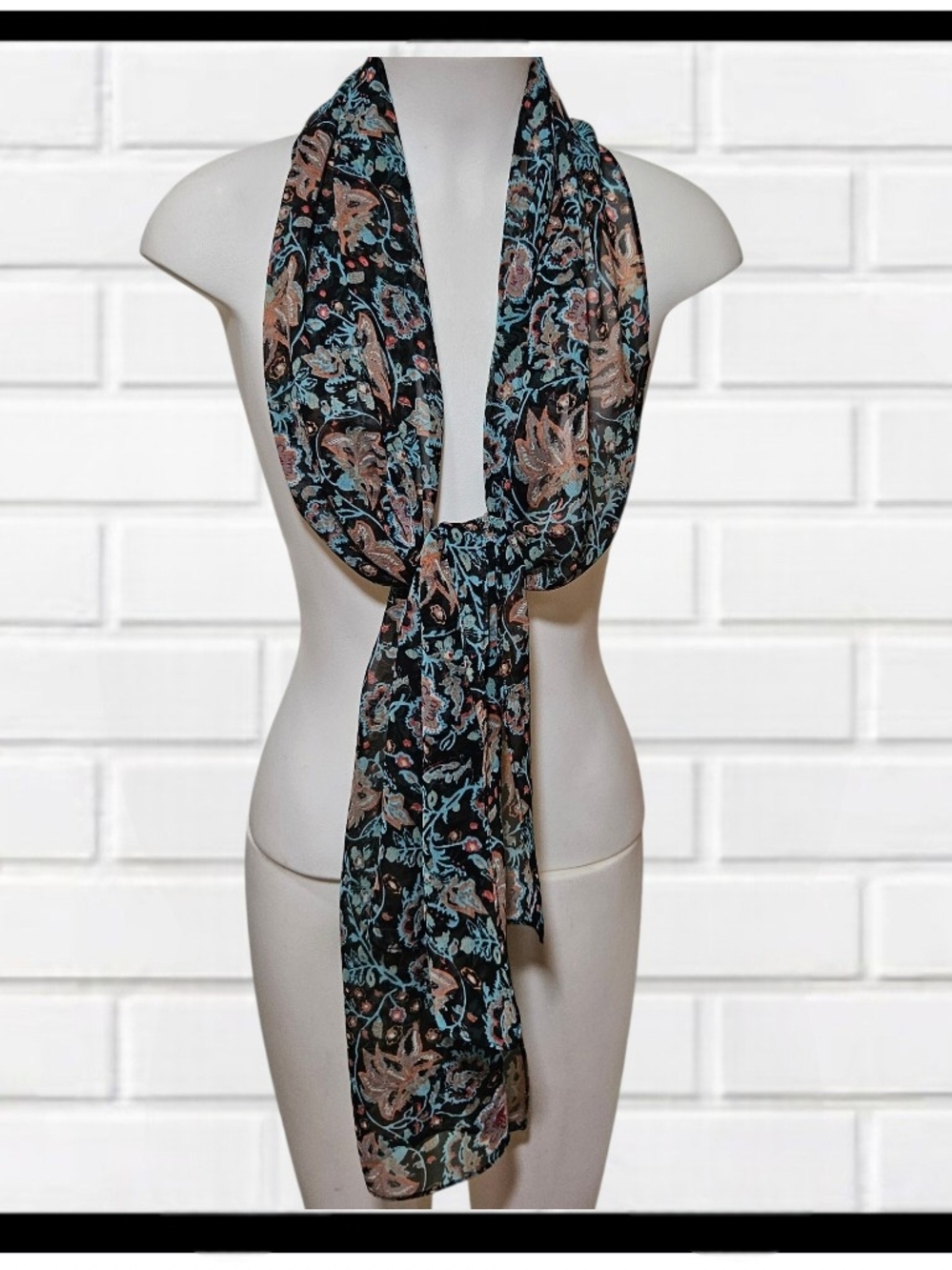 BANJARA Scarf, Floral India 100% Rayon Lightweight 14 X 68 "